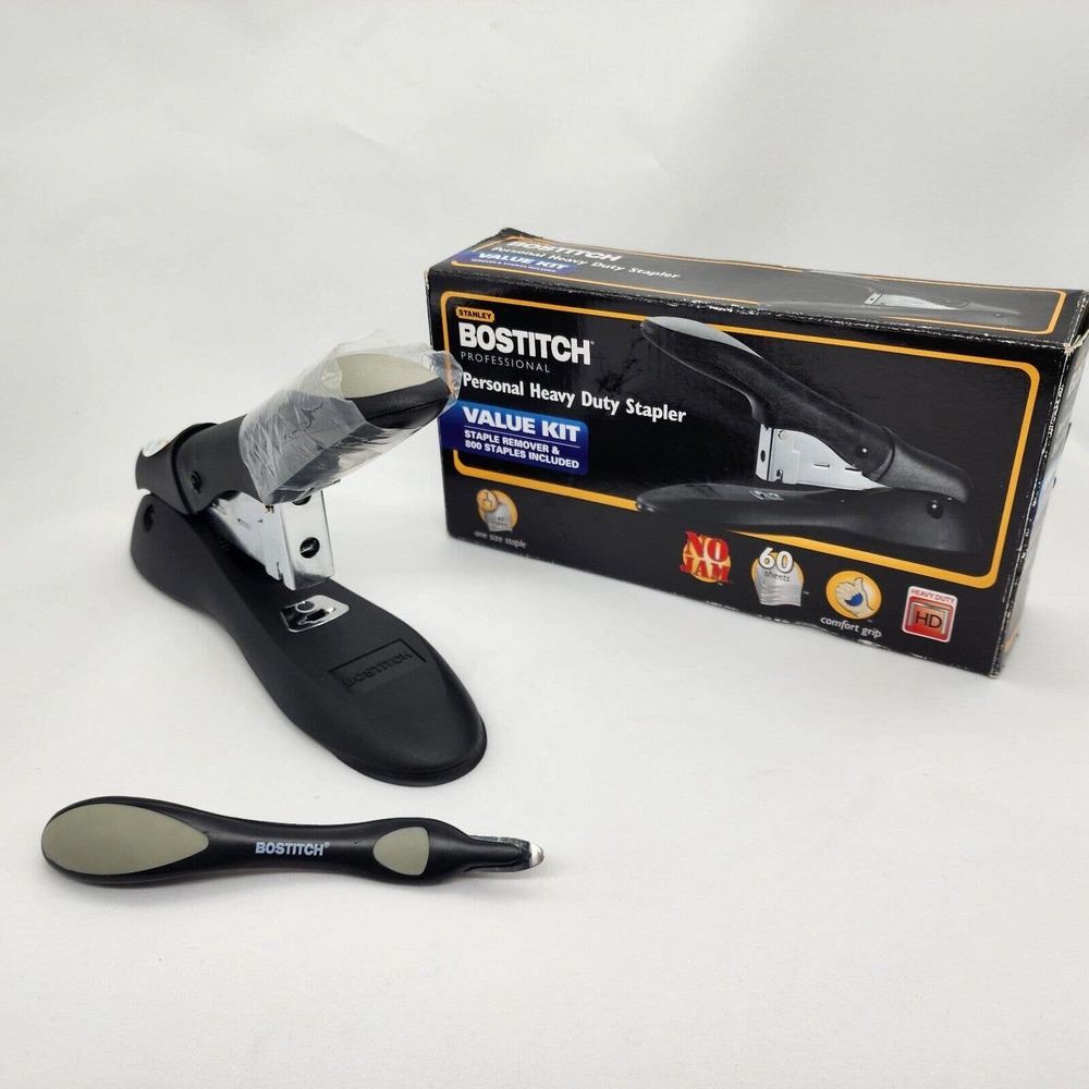 Power Up Bostitch Personal Heavy Duty Stapler, 60 Sheets, Black Gray